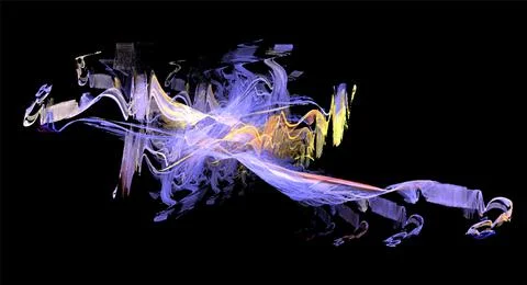 Abstract blue-yellow luminous pattern on black background, design, wallpaper Stock Illustration