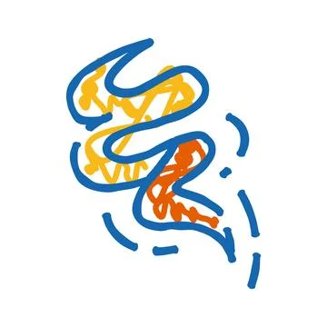 Abstract blue yellow orange scribble line art illustration Stock Illustration