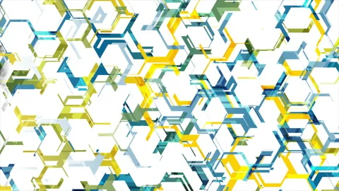 Abstract blue yellow tech hexagonal pattern motion background Stock Footage 169164898