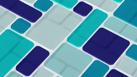 Abstract Blues Background Loop - Glass 3D Plates Over White Tiles Stock Footage 278614161