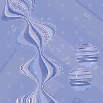 Abstract bluish background with sinuous shapes, circles, bubbles and dots. 스톡 일러스트