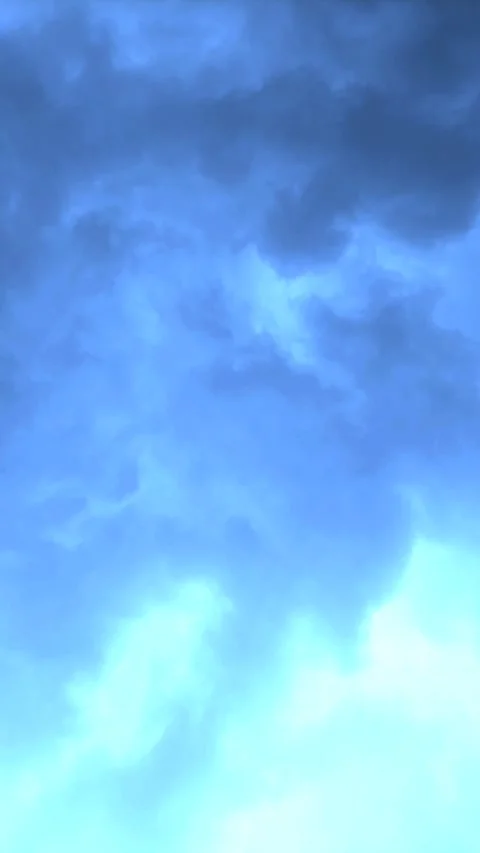 Abstract Bluish Cloudy Sky with Thunder Sound, Vertical Video stock 303211003
