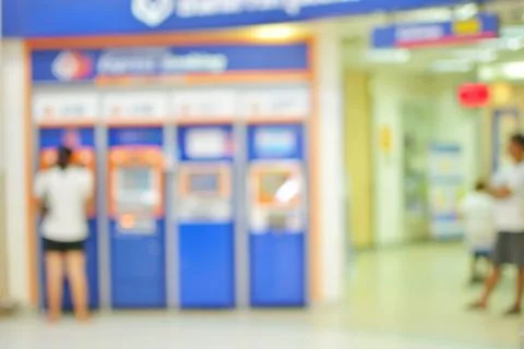 Abstract blur background of ATMs Machine Stock Photos