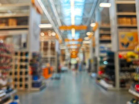 Abstract blur background of store for home improvement and DIY Stockfoto's