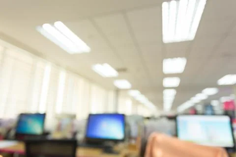 Abstract blur background table work in office with computer pc Foto stock