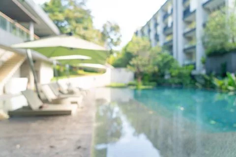 Abstract blur bed pool around swimming pool for background Stock Photos