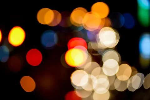 Abstract blur bokeh of Evening traffic jam on road in city Stock Photos