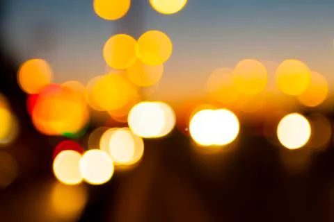 Abstract blur bokeh light background on a city street Stock Photos