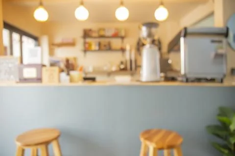 Abstract Blur Coffee Shop, Cafe, And Restaurant Counter For Background Stock Illustration
