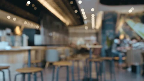 Abstract blur defocus coffee shop cafe and restaurant interior background Stock Footage 195098477