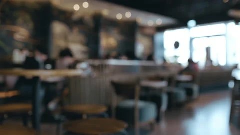 Abstract blur defocus coffee shop cafe and restaurant interior background Stock Footage 195098906