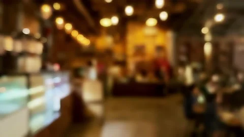 Abstract Blur Defocus people in Cafeteria Coffee Shop Stock Footage 148928601