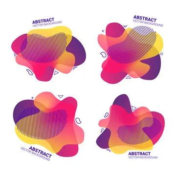 Abstract blur free forms set. Flowing liquid soft transition dynamic forms and Stock Illustration