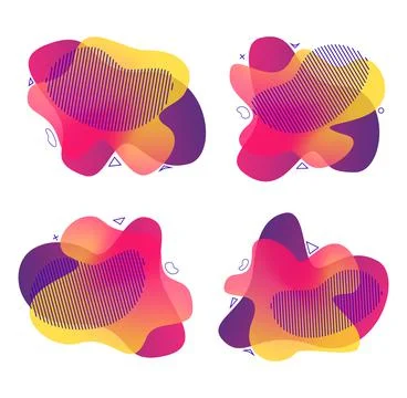 Abstract blur free forms set. Flowing liquid soft transition dynamic forms and Stock Illustration