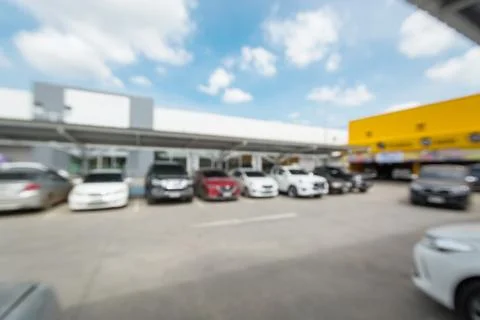 Abstract Blur image background of Car parking Lot. Stock Photos