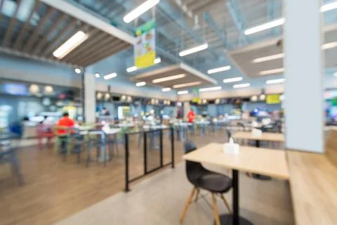Abstract Blur image background of light bokeh in Food Court Stock Photos
