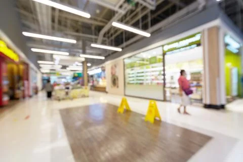 Abstract Blur image background of light bokeh in shopping mall or Department  Stock Photos
