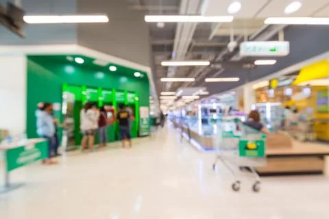 Abstract Blur image background of light bokeh in shopping mall or Department  Stock Photos