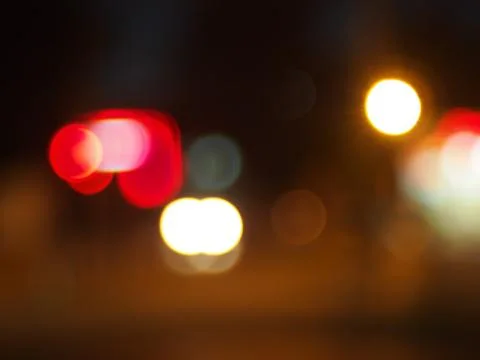 Abstract blur image of round spots of bright multicolored lights Stock Photos