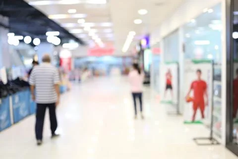 Abstract blur interior background or defocused shopping mall of department st Stock Photos