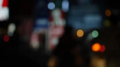 Abstract blur light bokeh roadside the street with car driving in night city Stock Footage 88333464