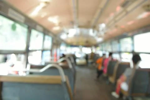Abstract blur or defocus Background of People on Public Transportation Bus Stock Photos
