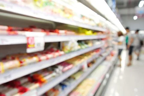 Abstract Blur or Defocus Background of People shopping in Supermarket Stock Photos