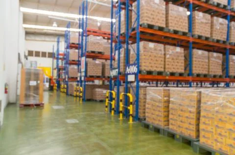 Abstract Blur or Defocus Background of Finished Goods Warehouse Stock Photos