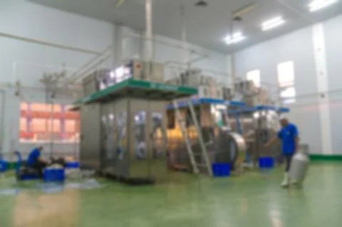 Abstract blur or Defocus Background of Milk sterilization Machine Stock Photos