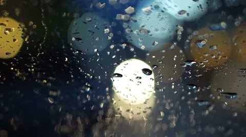 Abstract blur traffic lighting in the rain with bokeh Stock Footage 51211467