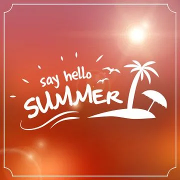 Abstract blured sunset hello summer vector poster Illustration