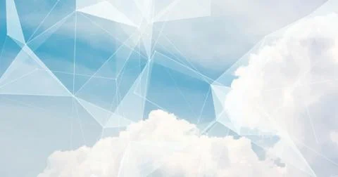 Abstract blurred background blue sky with white clouds in sunlight and geomet Stock-Illustration