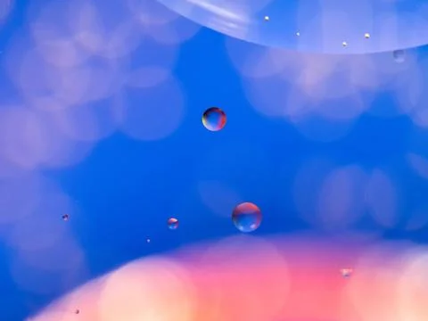 An abstract blurred background. Close up shot. Water bubbles photographed with Stock Photos