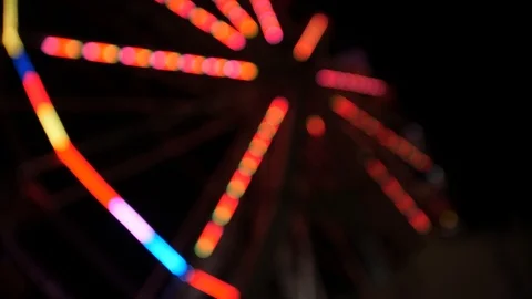 Abstract blurred background of lights of fast spinning ferris wheel Stock Footage 100178279