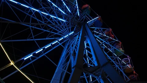 Abstract blurred background of lights of fast spinning ferris wheel Stock Footage 100178845