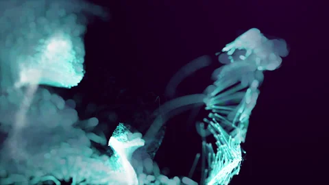 Abstract blurred background of particles in the form of living jellyfish Stock Footage 145466893