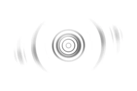 Abstract, blurred black sound waves oscillating with circle spin on white bac Stock Illustration