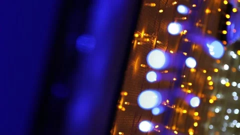 Abstract blurred of blue and silver glittering shine bulbs lights background Stock Footage 150009018