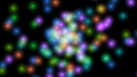 Abstract, blurred, bokeh lights on black background, colorful glowing orbs Stock Footage 329952385
