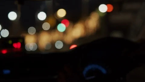 Abstract Blurred from car light on the traffic road from​ night time Stock Footage 114145182