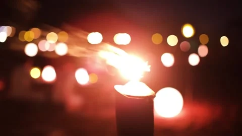 Abstract blurred close up of the torch on the beach. Stock Footage 201137902