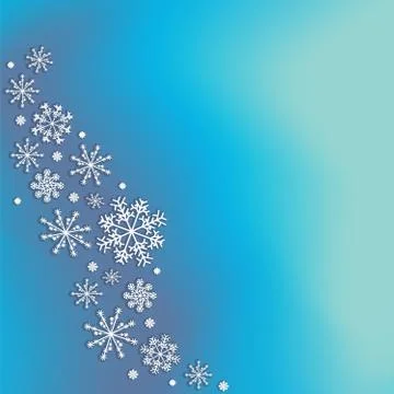 Abstract blurred gradient mesh background with white snowflakes with shadow Stock Illustration