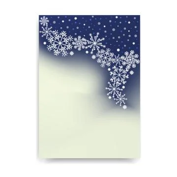 Abstract blurred gradient mesh background with white snowflakes with shadow Stock Illustration