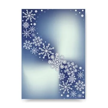 Abstract blurred gradient mesh background with white snowflakes with shadow Stock Illustration