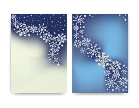 Abstract blurred gradient mesh background with white snowflakes with shadow Illustrazione stock