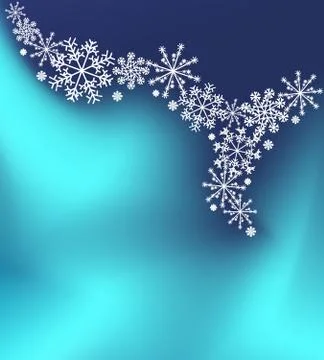 Abstract blurred gradient mesh background with white snowflakes with shadow Stock Illustration