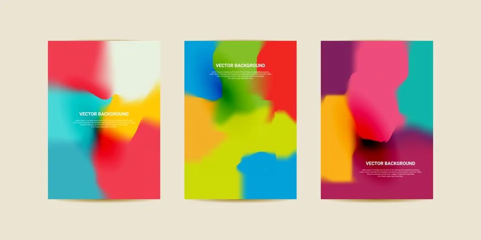 Abstract blurred gradient mesh backgrounds. Colorful smooth banners template Stock Illustration