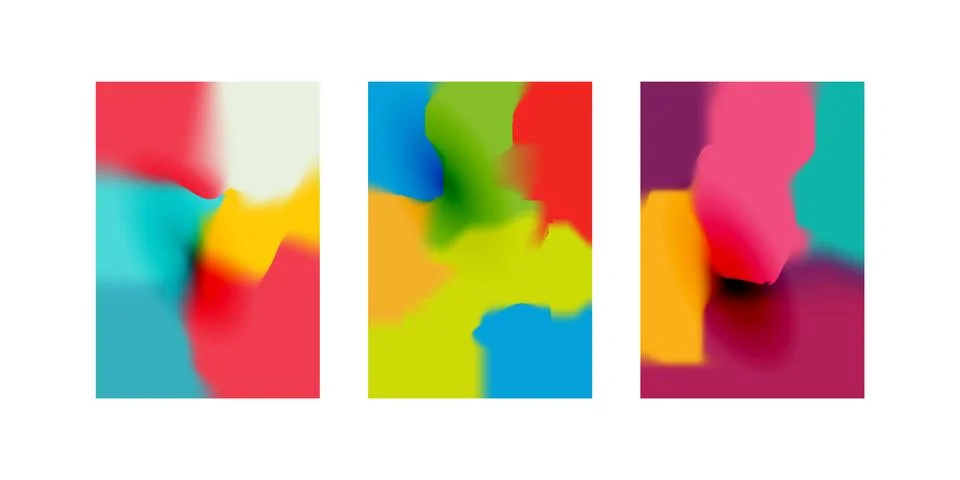 Abstract blurred gradient mesh backgrounds. Colorful smooth banners template. Stock Illustration