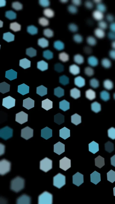 Abstract blurred hexagon symbols loop motion on black vertical background Stock-Footage 346392828