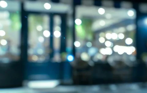 Abstract blurred image of cafe or restaurant with bokeh lights background Foto stock